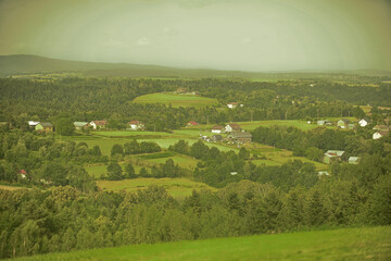 landscape with green fields