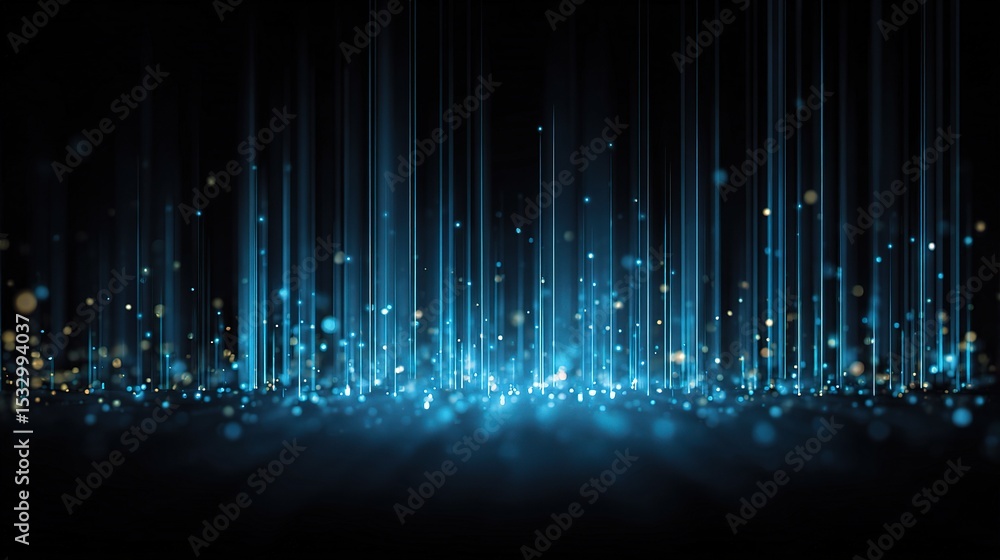 Poster abstract technology network background with vertical lights and particles