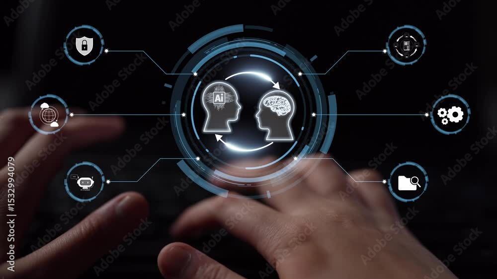 Poster ai assistant brain processor with llm technology, big data, machine learning, generative ai for busi