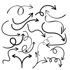 Hand Drawn Arrow Icon Set – Doodle Line Arrows Pointing Direction Vector Collection