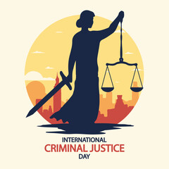 Fototapeta premium Justice criminal international day Themis, vector art illustration.