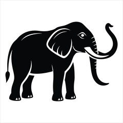 Fototapeta premium Majestic Elephant Silhouette Vector – Wild Animal, Safari Wildlife Illustration, Large Mammal Side View, Nature and Jungle Theme Graphic