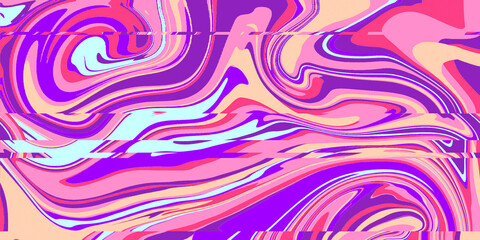 Abstract Bright Digital Background with Fluid Art and Colorful Layered Shapes