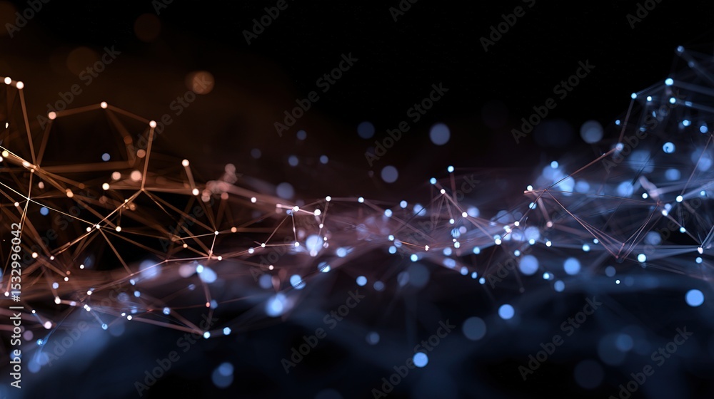 Aufkleber intricate glowing network of lines and dots on dark background
