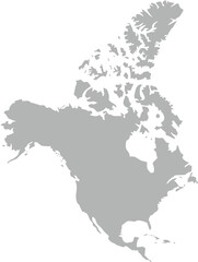 Simple Map of North America in Grey Layout Vector Illustration