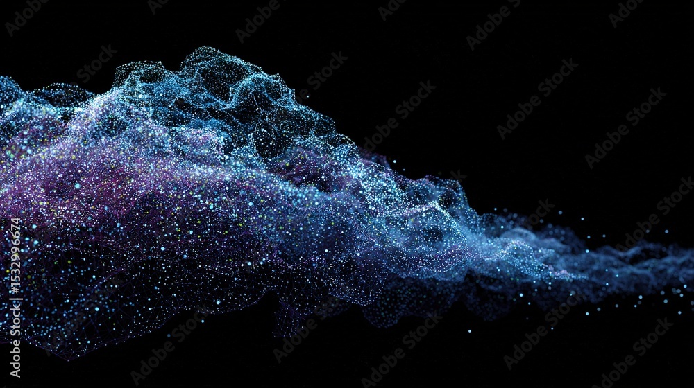 Aufkleber elegant digital wave of particles forming a network visualization
