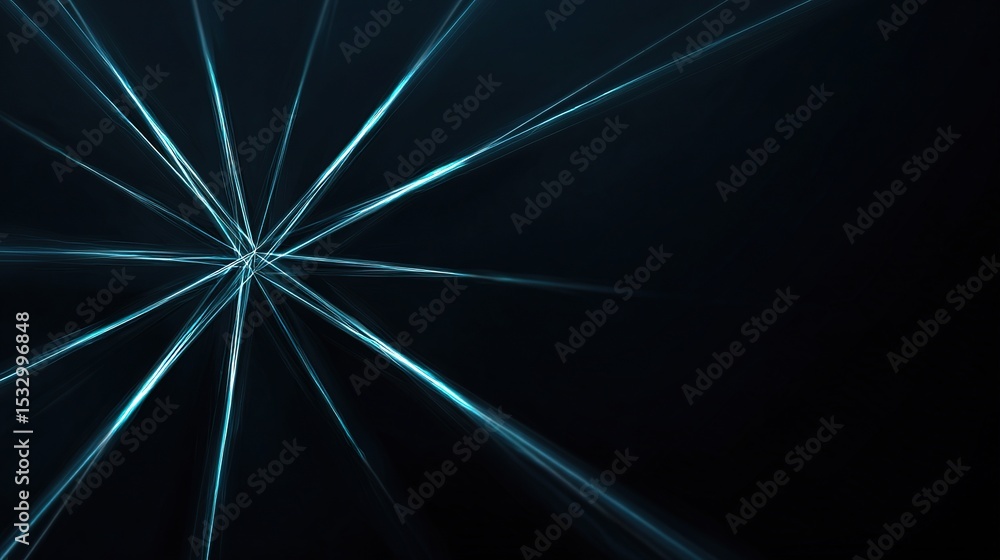 Poster neon blue lines intersecting on dark background for abstract design