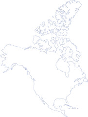 Outline Map of North America Vector Illustration