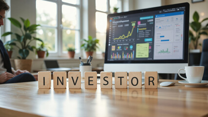 Investor concept representing financial strategy, capital allocation, and market participation for wealth growth and economic opportunity with copy space