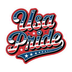 Usa pride patriotic american flag typography