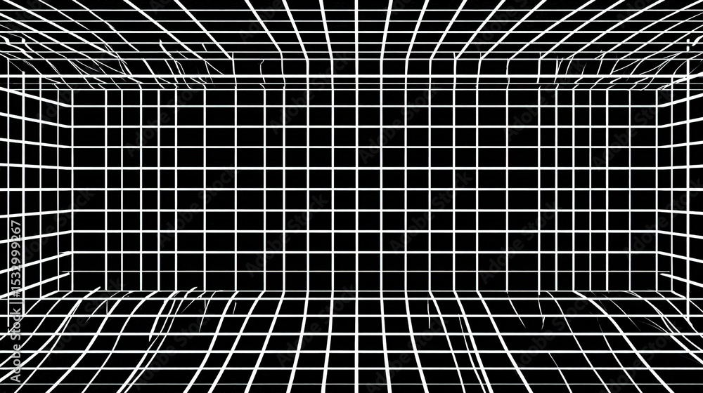 Poster black and white grid pattern with random line thickness design