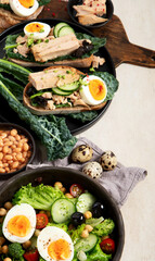 Breakfast food concept. Various ways of cooking chicken eggs.