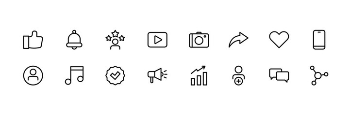 Influencer icons. Social media influencer vector set. social media blogger icon set. Isolated blogger influence media line icon set.