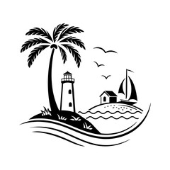 island logo design very simple vector art silhouette