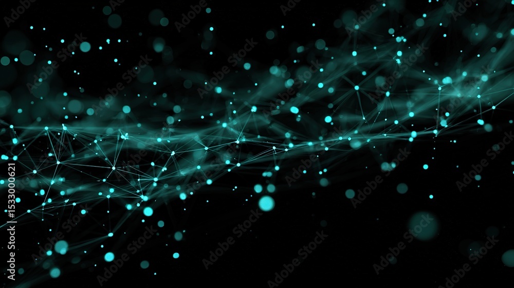 Poster ethereal abstract technology network background with gentle glow