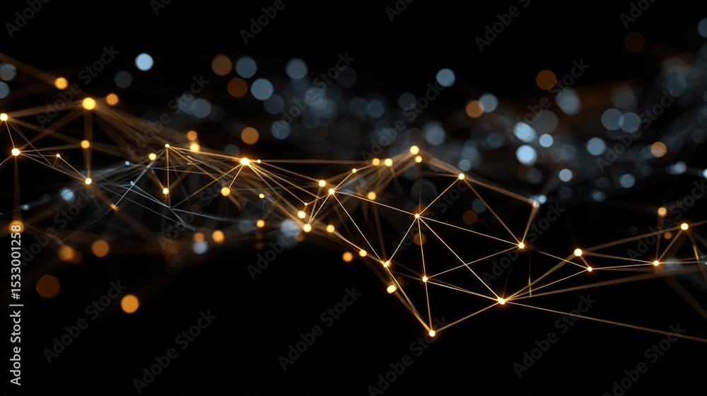 Aufkleber abstract neon network of interconnected nodes with glowing lights