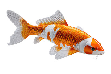 Fototapeta premium Graceful koi fish swimming with elegance in an isolated transparent background, showcasing vibrant orange and white patterns