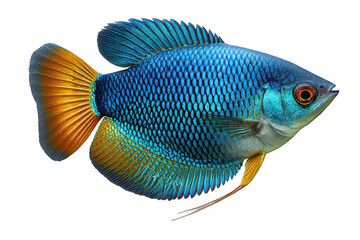Fototapeta premium Vibrant tropical fish swimming gracefully with shimmering scales and striking colors in an isolated underwater environment