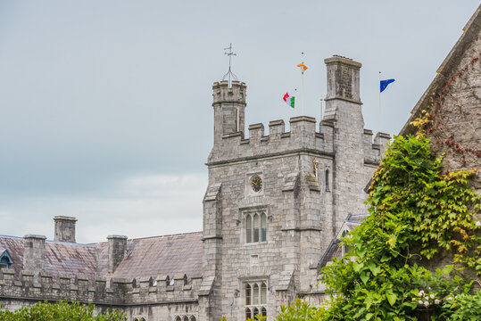 The Long Hall and clock tower in the historic quadrangle of University College Cork (UCC), a distinguished institution within the National University of Ireland network.