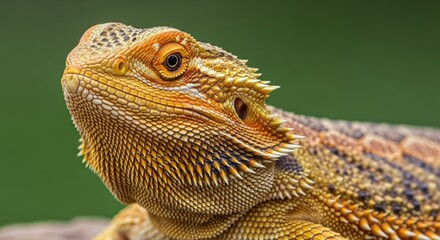 Bearded Dragon Portrait - Close-up of a bearded dragon, showcasing its intricate scales and vibrant colors. A detailed perfect for reptile enthusiasts and nature lovers