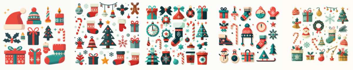 vector set of christmas accessories