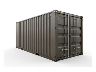 Realistic silver semi-truck pulling cargo container trailer, isolated on transparent background, ideal for logistics, freight, transport, and shipping designs.