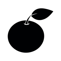 Calamondin Fruit with Leaf Silhouette Icon On Transparent Background