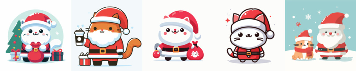 vector of a santa claus cat