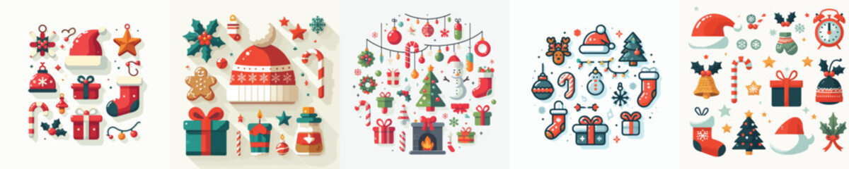 vector set of christmas accessories