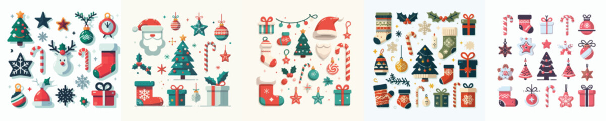 vector set of christmas accessories