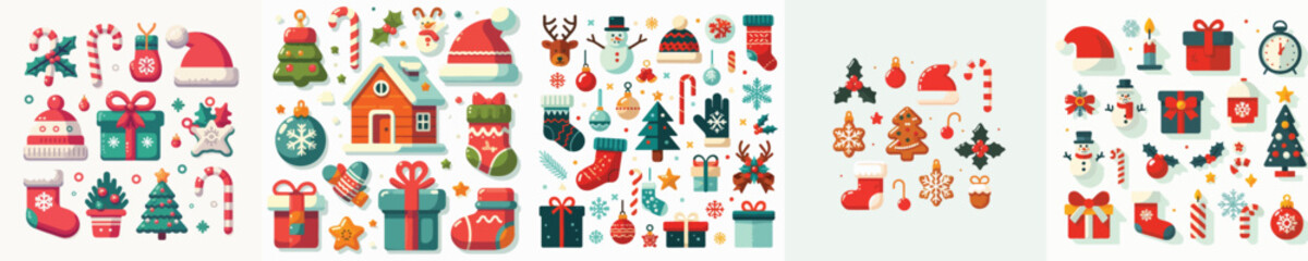 vector set of christmas accessories