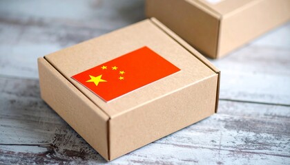 Boxes with the Chinese flag displayed