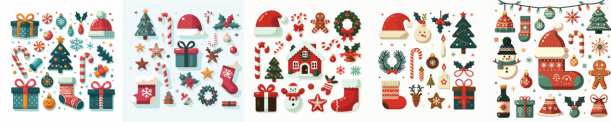 vector set of christmas accessories