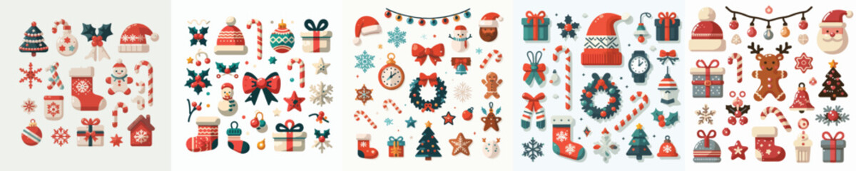 vector set of christmas accessories