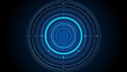 Futuristic Blue UI Target, Showing Data and Direction. A bright UI target graphic, suitable for technology or data-driven concepts