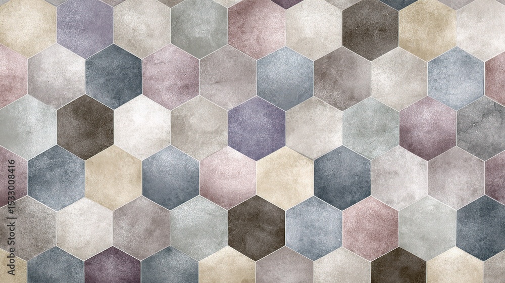Poster colorful hexagon pattern with smooth textures and subtle hues