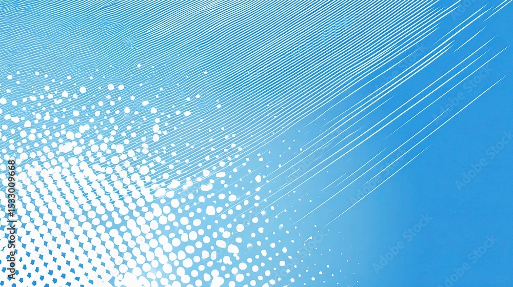 Poster blue halftone pattern with linear motion and light elements