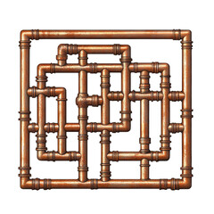 Intricate copper pipe maze