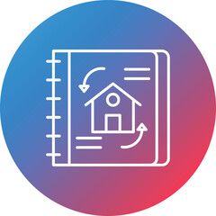 Engineering Sketch Line Gradient Circle Background Icon