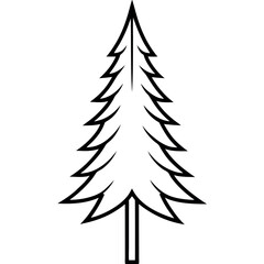 Obraz premium Tall Spruce Tree Black Line Art Illustration Pointed Crown Needle Foliage