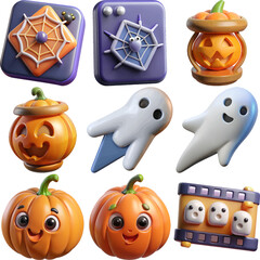Adorable 3d rendered halloween icons
