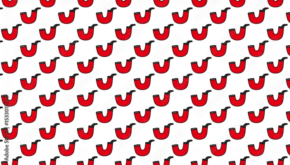 Aufkleber a patterned arrangement of red tobacco pipes on a background. the repeated pattern is visually strik