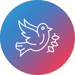 Dove Line Gradient Circle Background Icon