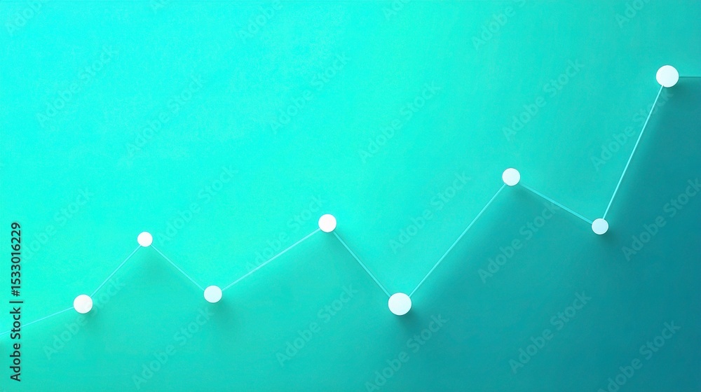Poster minimalist turquoise line chart with data points and markers