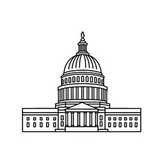 Line art illustration of a historic government building concept of buildings and structures  
