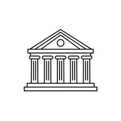 Outline of a classical building with columns and triangular roof  