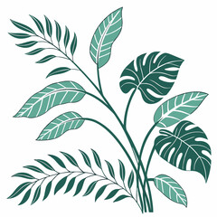 Flat vector Illustration of a foliage plant