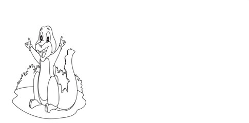 Cute cartoon hand drawn vector smiley crocodile outline.