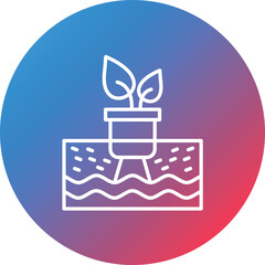 Hydroponic Line Gradient Circle Background Icon