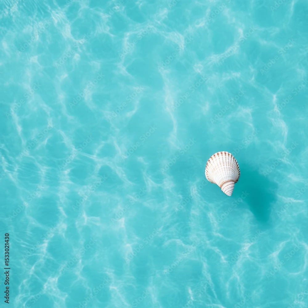Aufkleber white object floats in clear turquoise water creating light reflections and shadows.